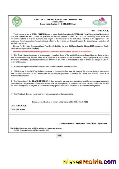 India Hyderabad trade license